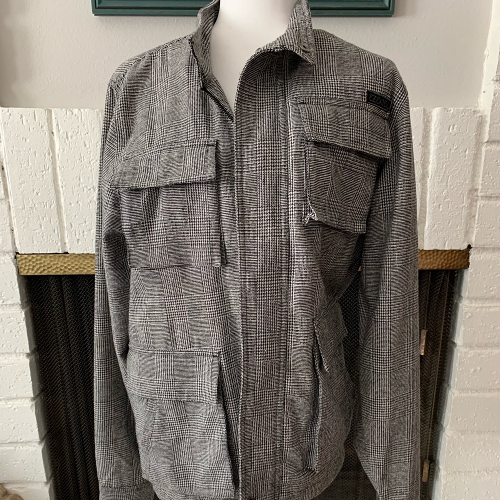 Ezekiel Men’s Plaid Cargo Harrington Jacket